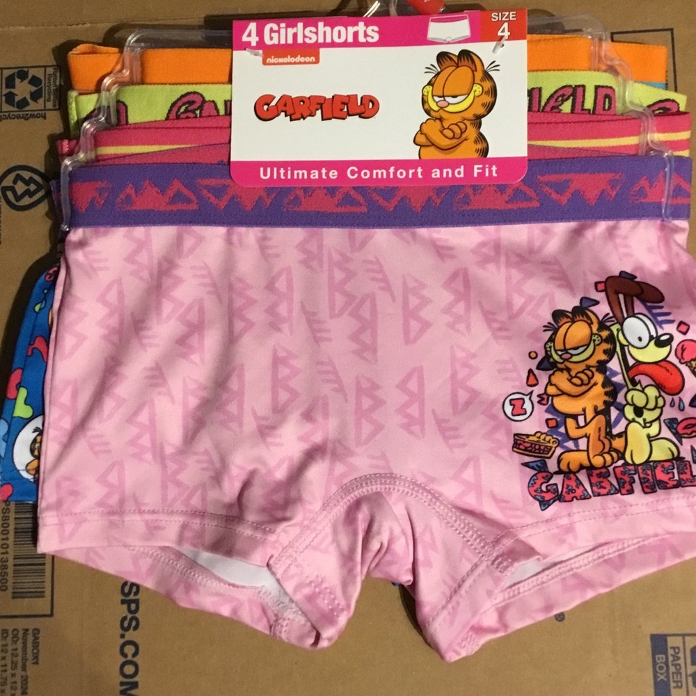 Girls' Pink Cartoon Boxer Briefs - Pack of 4